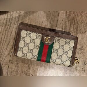 Gucci Monogram Wallet with Green and Red Accent